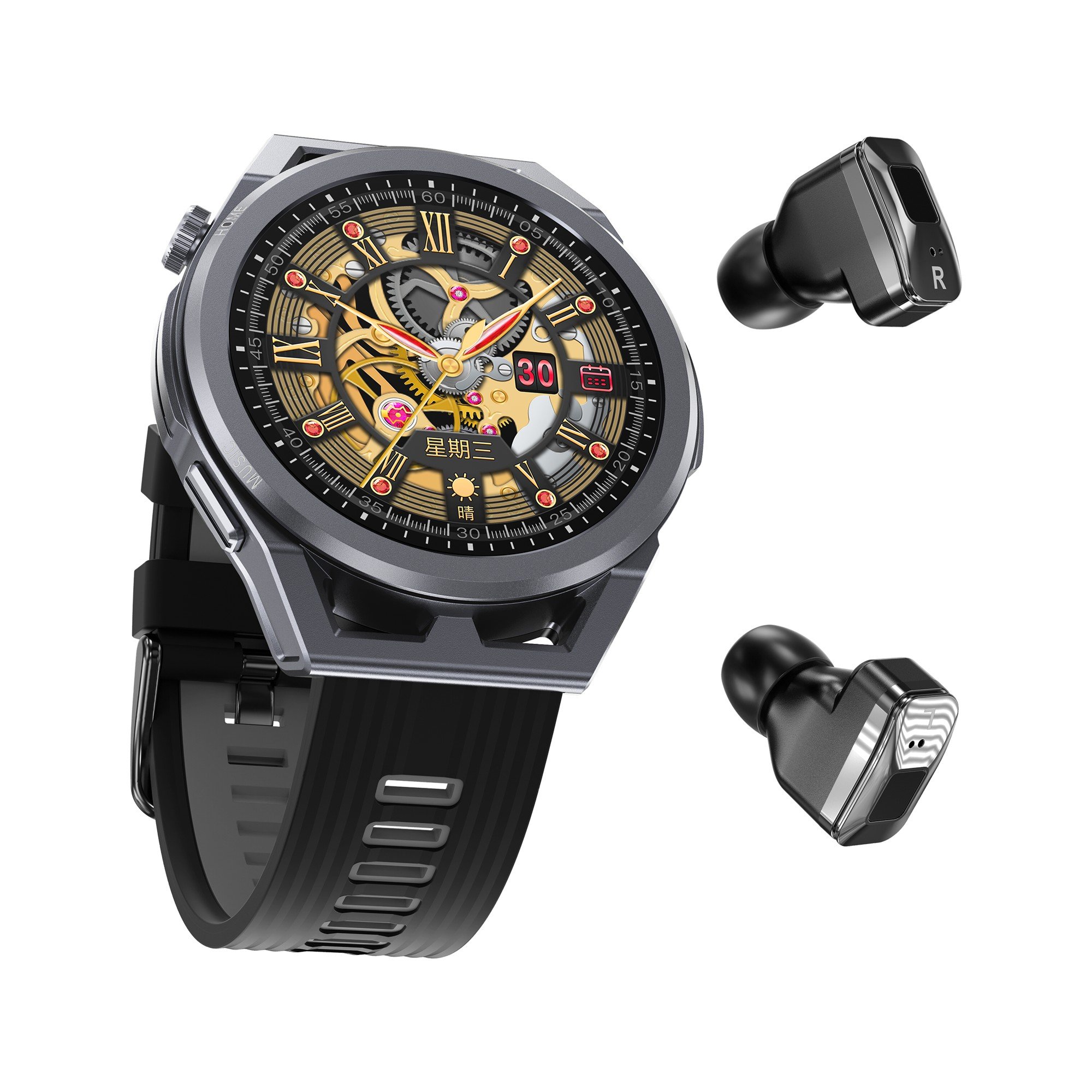 Full Touch Screen Fitness Sport 2 In 1 Tws N18 Men smart watch with earphones